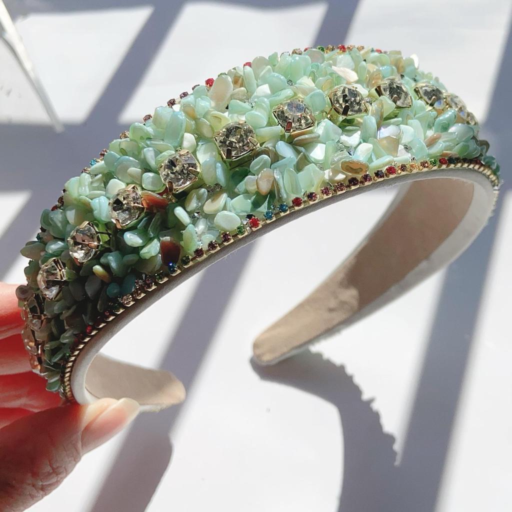 Bentiță Lățime cu Strassuri Turcoaz Sfărâmat Stil European & American – Accesorii de Păr Versatile High-End pentru Femei pentru Toamnă & Iarnă