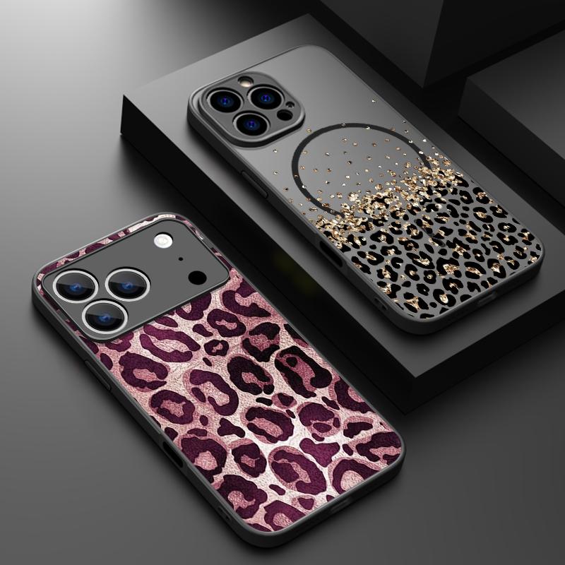 Goldene Leopardenmuster Hülle Für iPhone 17 Pro Max Hülle iPhone 16 Pro Max 15 14 13 16E 17E Magnetisch Für Magsafe Hybrid Matte Abdeckung