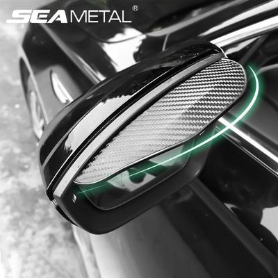 2 pièces voiture côté rétroviseur pluie sourcil visière fibre de carbone Look pare-soleil neige garde météo bouclier couverture Auto accessoires