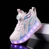Dětské dvoukolečkové otočné tlačítko LED dobíjecí svítící kolečkové brusle dvouřadé boty Heelys kolečkové brusle boty