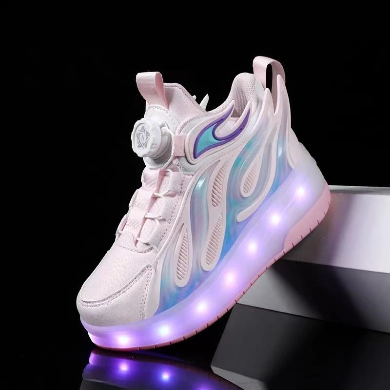 Dětské dvoukolečkové otočné tlačítko LED dobíjecí svítící kolečkové brusle dvouřadé boty Heelys kolečkové brusle boty