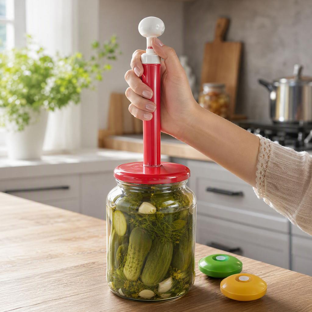 Airtight Food Storage Vacuum Seal Lids Manual Hand Pump Canning Jar Sealer Wide Mouth Freshness Keeper Plastic Cap