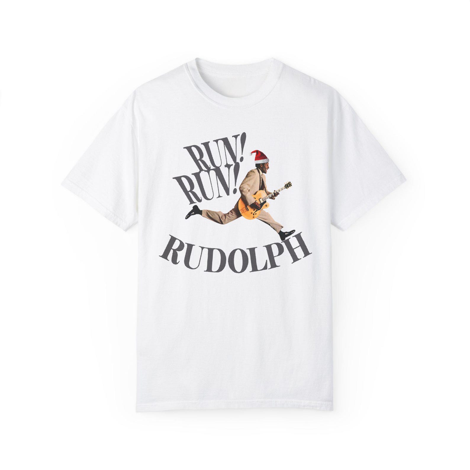 Chuck Berry Christmas T shirt/Run Run Rudolph!/Soul Christmas/Holiday T shirt/Christmas Music/Chuck Berry T shirt/Running/Reindeer/Guitar Xmas M