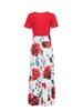 European & American Style Long Skirt with Digital Print, Color-Matched, Long/Short Sleeve Dress for Women
