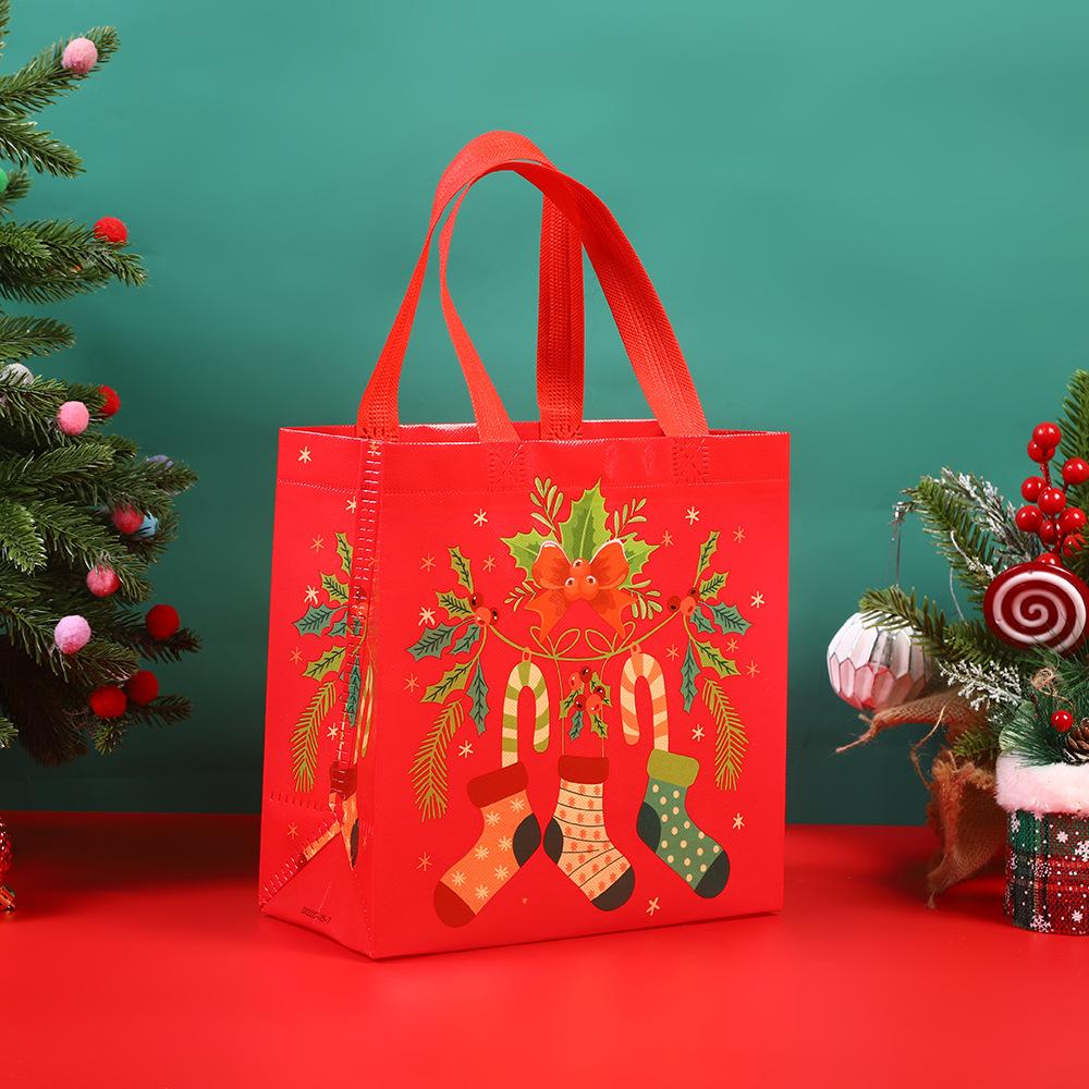 StoBag Christmas Reusable Non Woven Tote Bags with Handles for Holiday Party Favors Gift Wrapping Seasonal Shopping Packaging