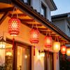 Solar Powered Bamboo Style Lantern with Warm Light Hanging Outdoor Decorative Lantern for Garden Patio Porch Yard Festival Lighting