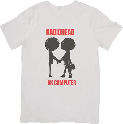T-shirt di cotone di qualità Radiohead Music adatta per uomo e donna bianca.