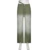 2022 frauen mode hohe taille split up grün frauen Breite bein jeans baggy frau denim capris Hosen jean mom jeans hosen