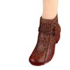 Retro hollow cool boots summer new medium thick heel round head soft leather casual shoes breathable and comfortable short boots