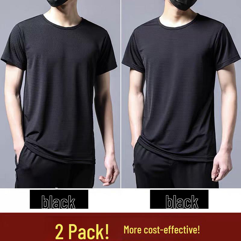 Men's Summer Ice Silk Mesh Quick-Dry Breathable Loose Fit Short-Sleeve T-Shirt, Plus Size