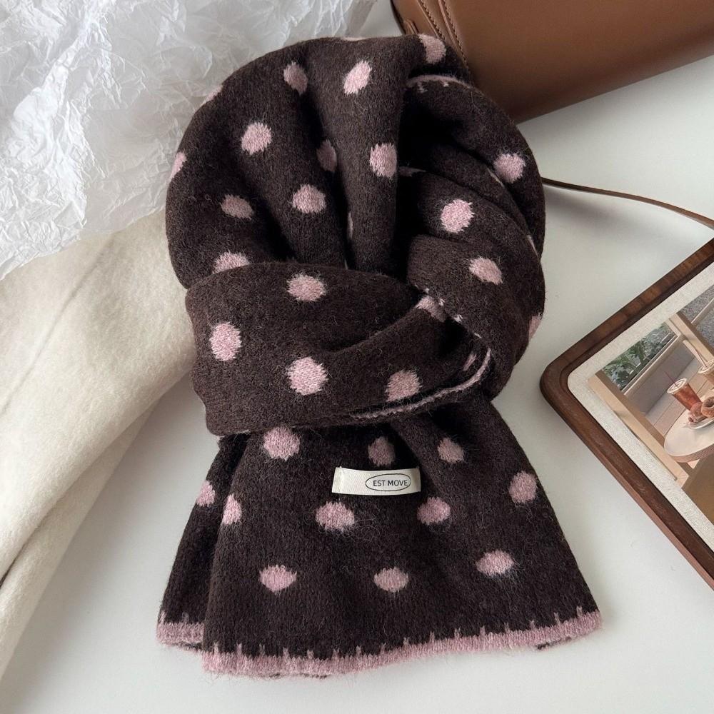 Dot Pattern Knitted Scarf Korean Style Polka Dot Scarf Fashion Women's Scarf Winter
