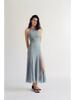 2025 Spring Elegant Wave Style Silk Net Round Neck Sleeveless Maxi Dress