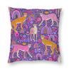 Cheetahs In A Rainbow Garden Square Pillowcase Polyester Linen Velvet Printed Zip Decorative Room Cushion Cover