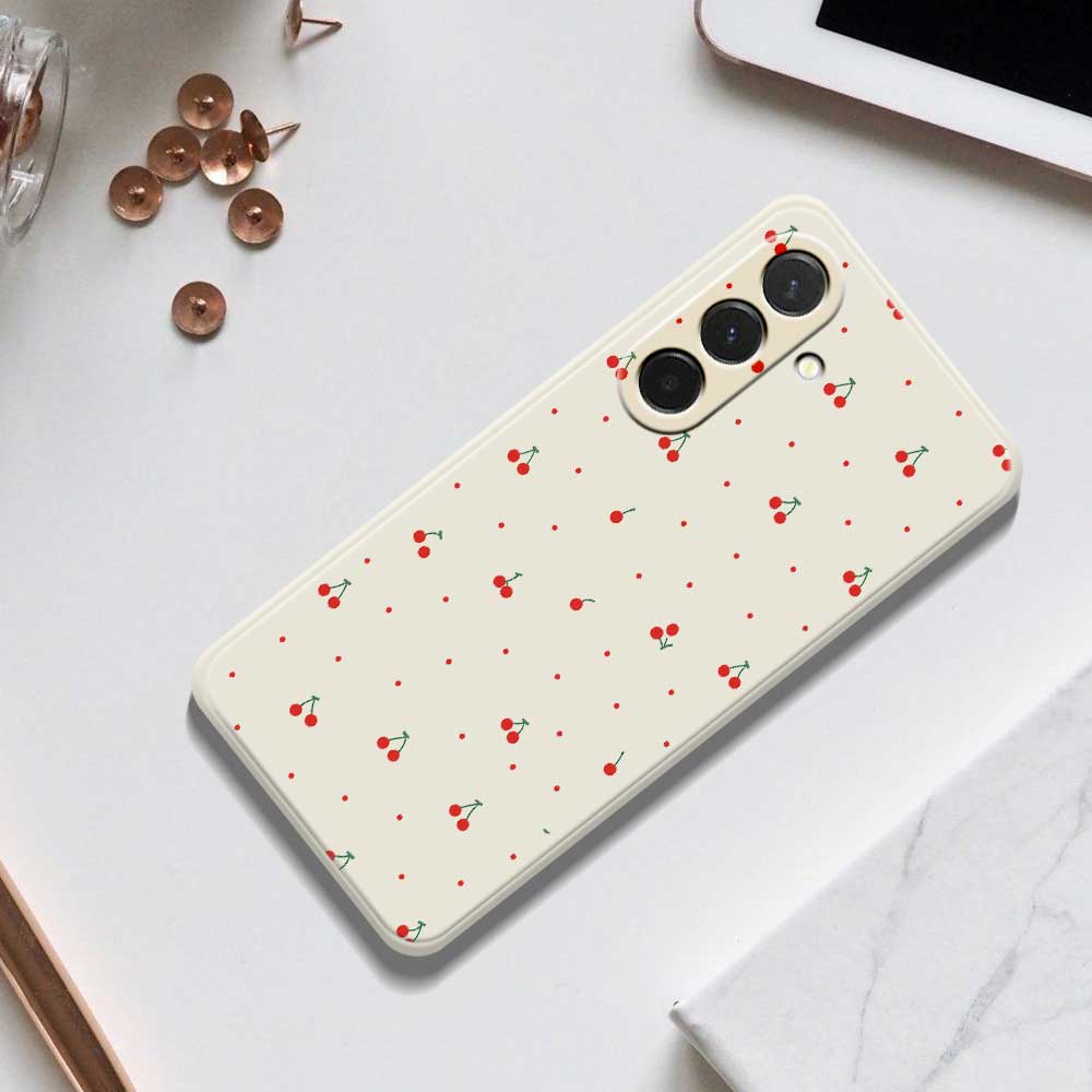 For Samsung Galaxy A36 5G Case Red Cherry Pattern Printing Straight Edge TPU Phone Back Cover