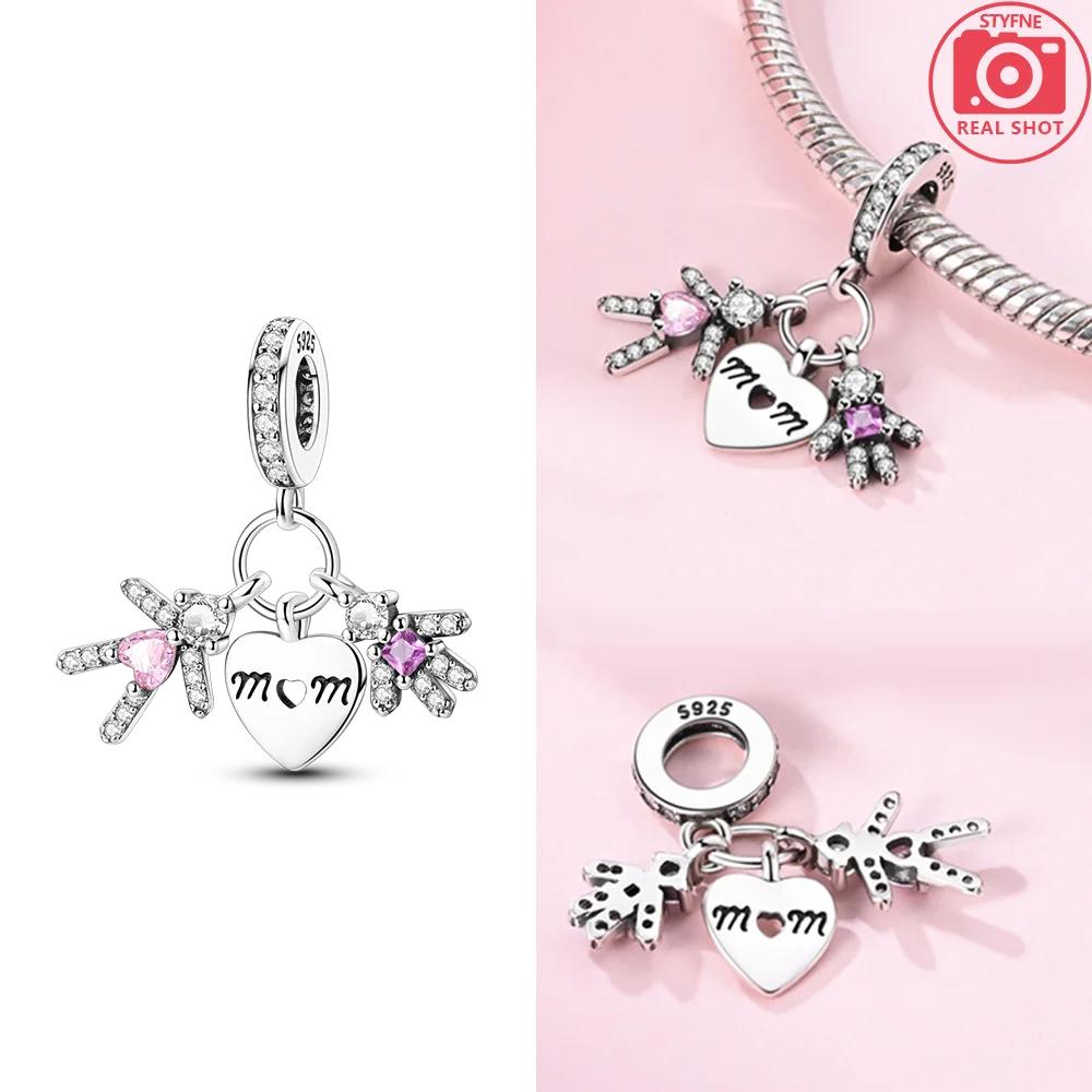 Mother Heart Charm Love Pendant Bead For Woman Fit Original New Copper Bracelet Diy Jewelry Gift For Mom