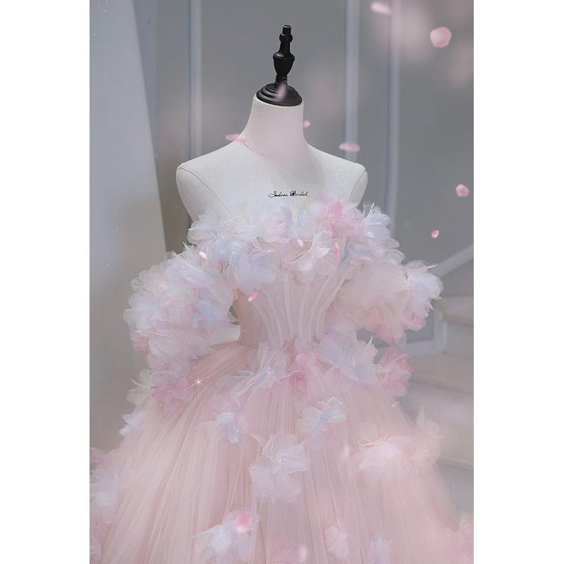 Pink Toast Braut 1011 Neues Verlobungs-Hochzeitskleid Damen Leichter Luxus Nische Erwachsenen-Empfangs-Abschlussballkleid