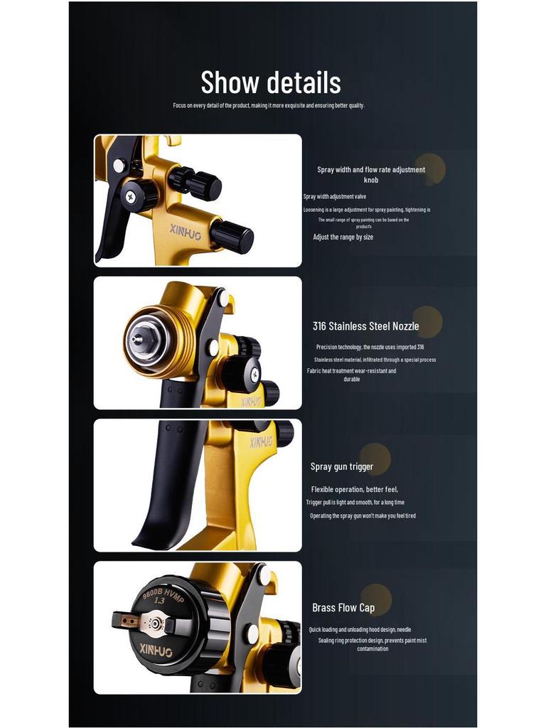 High Atomization Low Pressure Dual-Use Spray Gun for Paint & Clear Coat