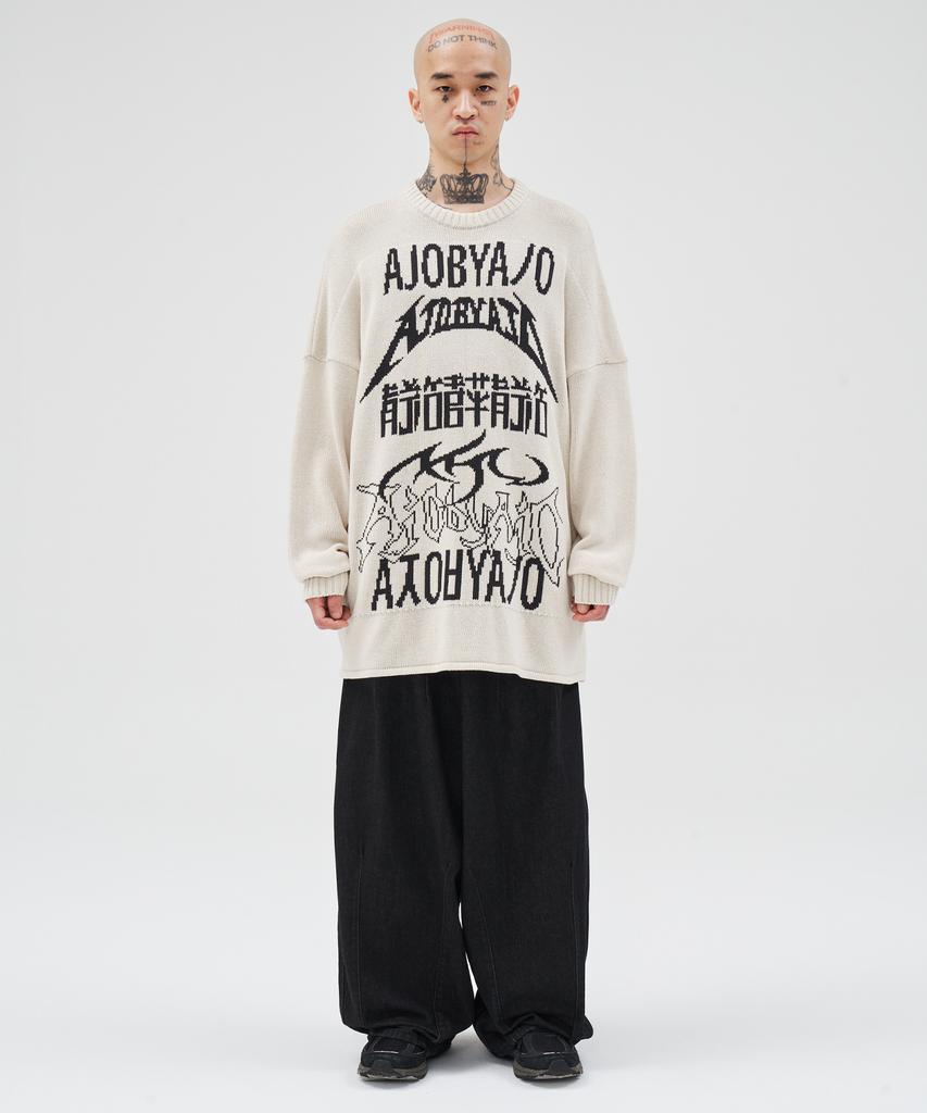 AJOBYAJO Total Logo High-Twist Yarn Sweater [Ivory]