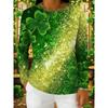 Women's T Shirt Tee Top Print Shamrock Fashion Classic Casual Long Sleeve Crew Neck Regular Tops