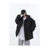 Unisex Black Puffer Jacket Winter Warm Hooded Cotton Coat Casual Oversized Outerwear Men Women