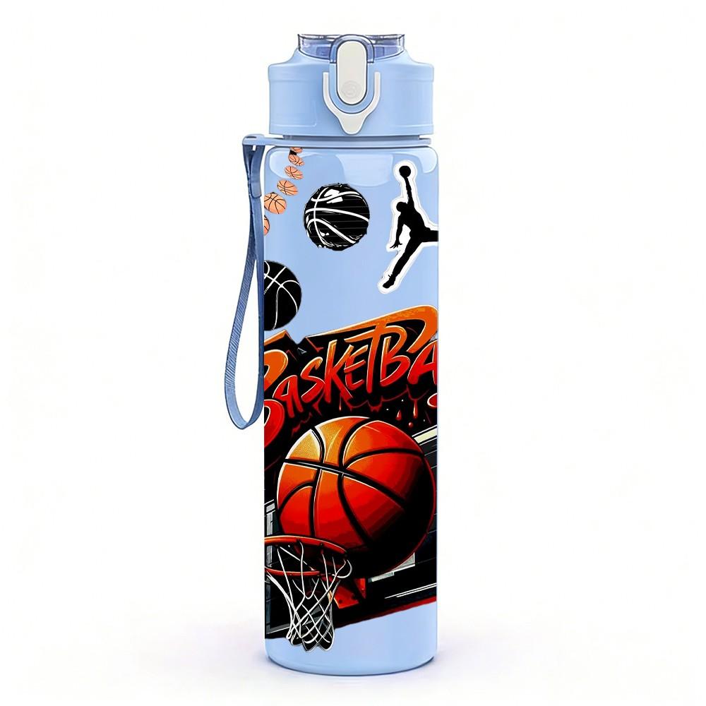 1 PZ Giocatore di Pallacanestro Dinamico Sportivo Pop Art 750ml Colore Plastica Borraccia Sportiva Anti-perdita Tappo a Flip con Cannuccia Adatto per Sport Ufficio Uso Domestico