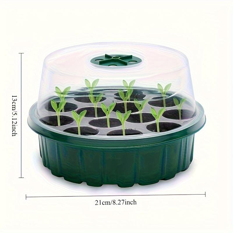 1pc 13-Hole Round Seedling Box - Hydroponic Planting Tray with Clear Grid Lid, Lightweight Durable Plastic for Succulents,Bean Sprouts,Vegetable Seeds