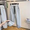 DIMANAF 2025 Plus Size New Long Pants Spring Women Solid Harem Elastic Waist Casual Loose Pants New