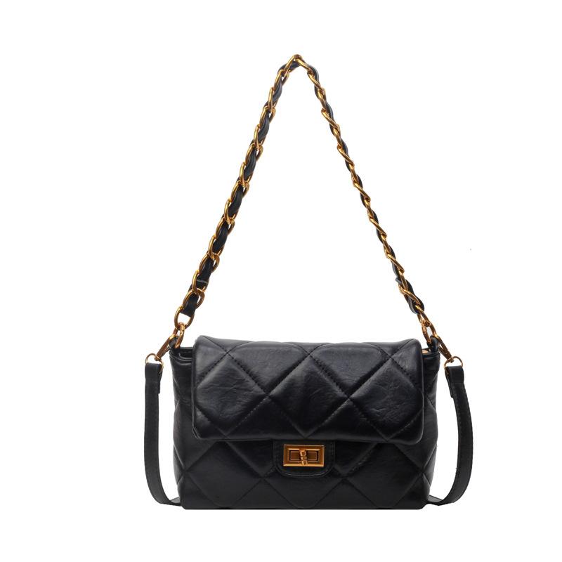 Rhombus Chain Bag Women's New Trendy Fashion Texture Simple Chain Small Square Bag Shoulder Messenger Bag