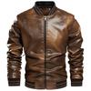 European size for spring and autumn new trendy casual zipper PU leather jacket stand-up collar cardigan velvet leather jacket