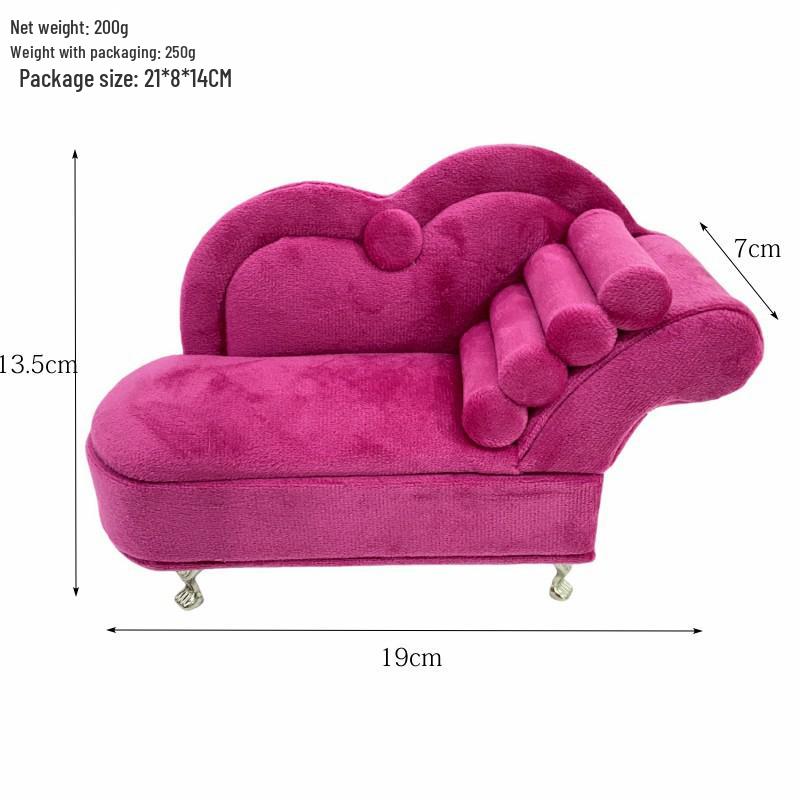 Dutch Velvet Jewelry Box: Sofa-Style Ornament & Ring Storage for 1:12 Dollhouse
