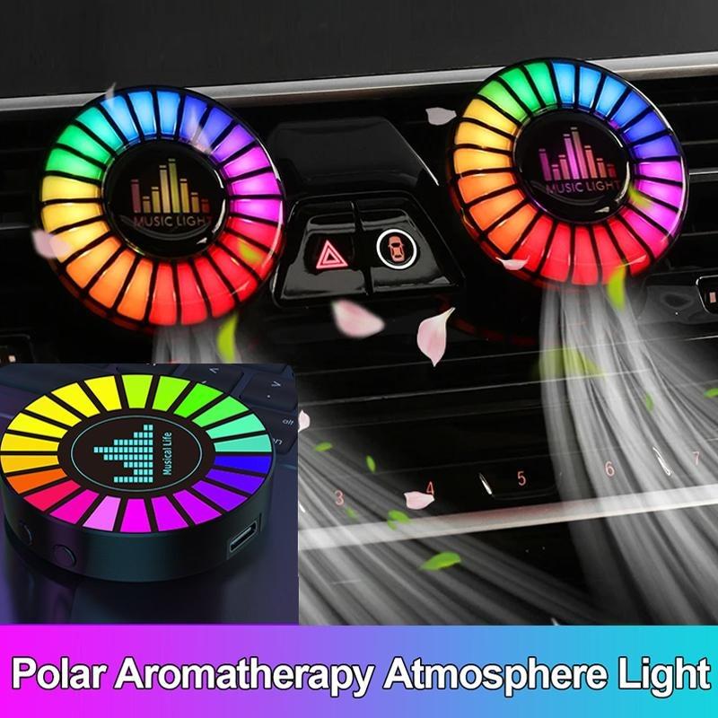 1PC Smart RGB Pickup Lights LED 3D Ambient Lamp Sound Control Music Rhythm Lights Air Freshener for Car Gaming TV Creative Decora
