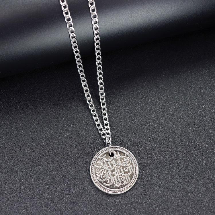 Retro Trendy Cool Titanium Steel Necklace Men's and Women's Hip-hop Personality Square Brand Cross Pendant Japanese and Korean Fashion Street