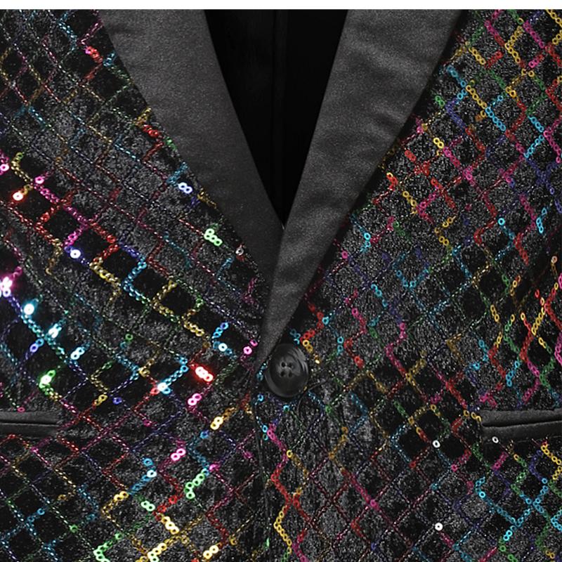 Herrenanzug, Smoking, Partymantel, Pailletten, Gentleman-Blazer, Jacke, Ein-Knopf-Anzug