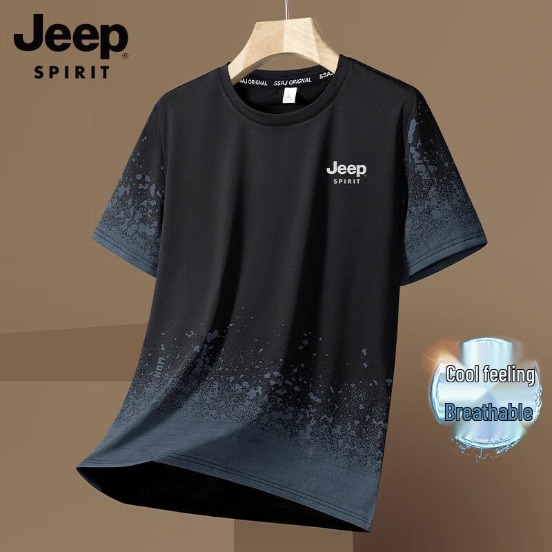 Мужская футболка JEEP SPIRIT с коротким рукавом, ледяной шелк, быстросохнущая 6XL