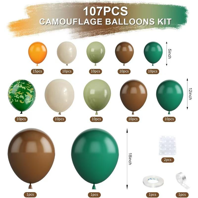 Camouflage Military Themed Balloon Wreath Birthday Party Camping Game Party Balloon Chain Set