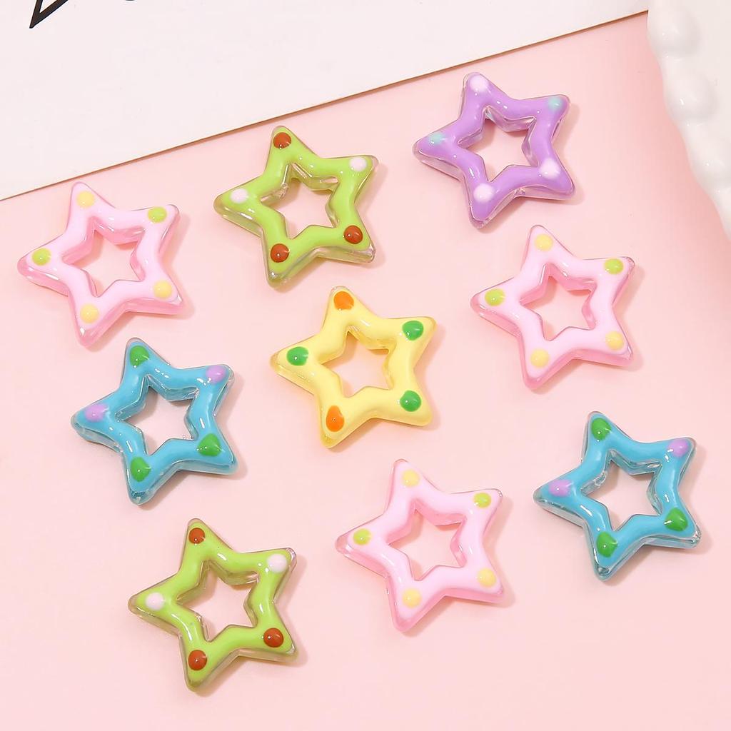 27mm Acrylic Handmade Hollow Star Beads For Jewelry Making DIY Bracelet Earring Phone Chain