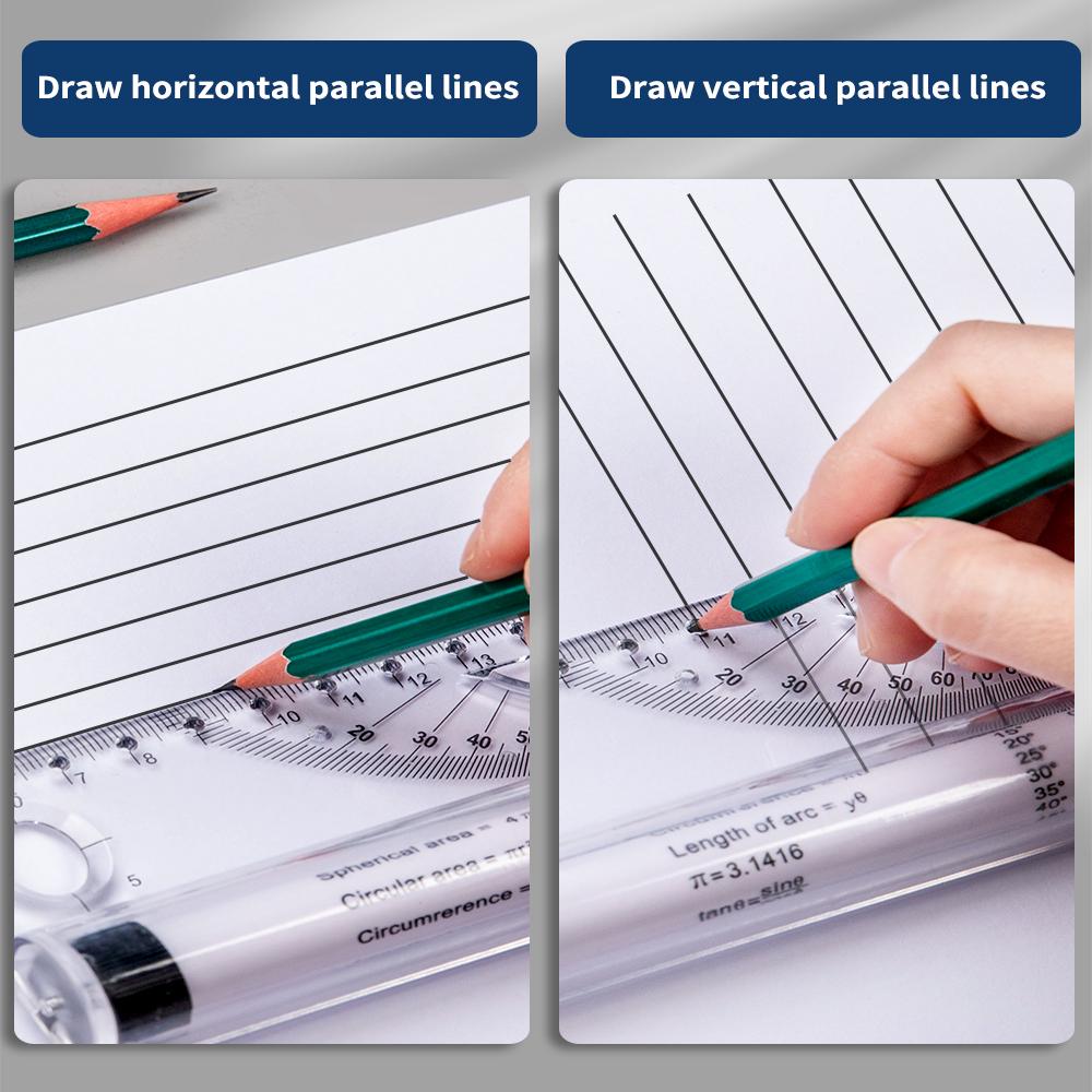30cm Transparent Parallel Roller Ruler Multifunction Drawing Tool Scale Angle Line Balance Architectural Measuring Rolling Ruler