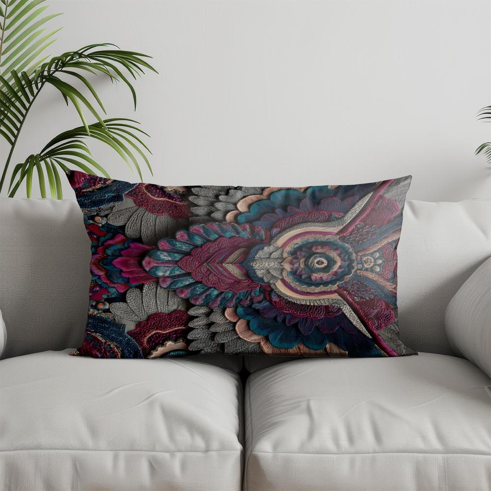 Home Decor Elegant Gold Floral Rectangle Pillow Suitable For Sofa Bedroom Car Pillow Cover Cushion Rectangular Back Cushion