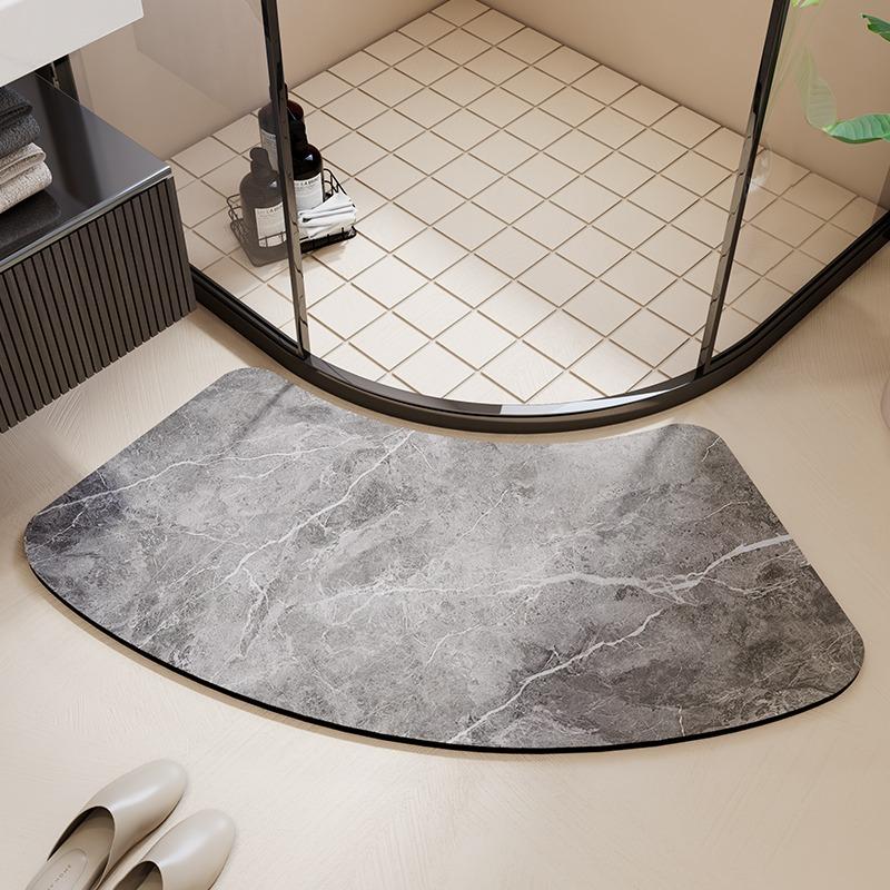 Bathroom Floor Mat Water-absorbing Non-slip Wash-free Carpet Curved Minimalist Beige Bathroom Rug Door Home Decoration Foot Mat