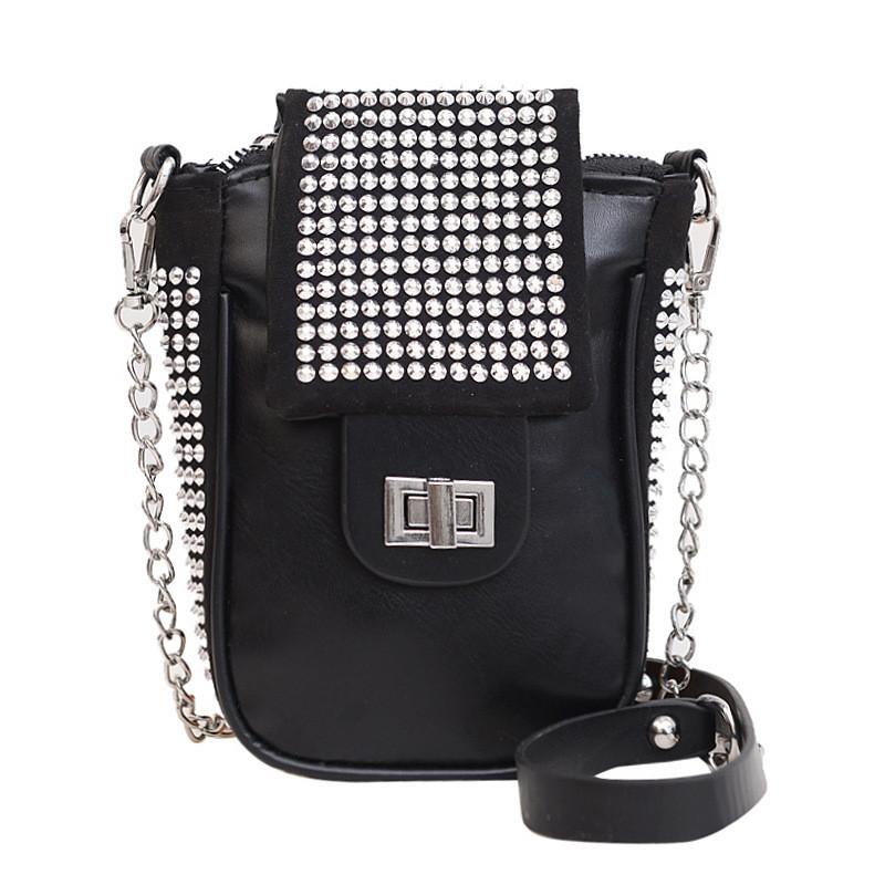 Pu Diamond Embellished Small Square Crossbody Bag For Daily Use