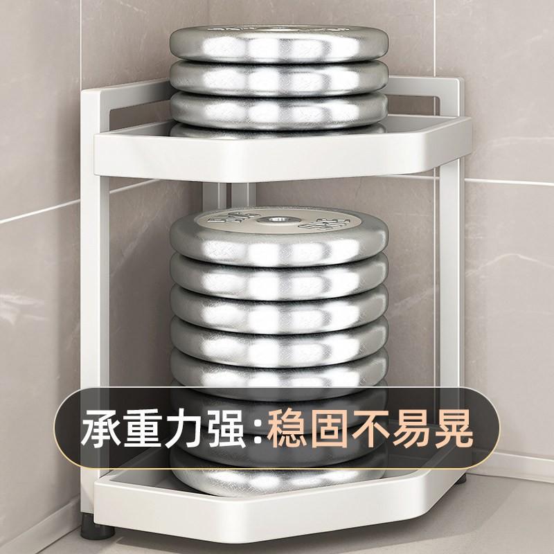 Corner Kitchen Organizer Rack 2-3 Tier Triangular Shelf Spices Condiments Utensils With Hooks Knife Holder Chopstick Cylinder