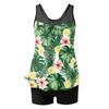 Damen Tankini Badeanzug Set mit Blattdruck Ärmelloses Oberteil und Badeshorts für Strand- und Poolaktivitäten