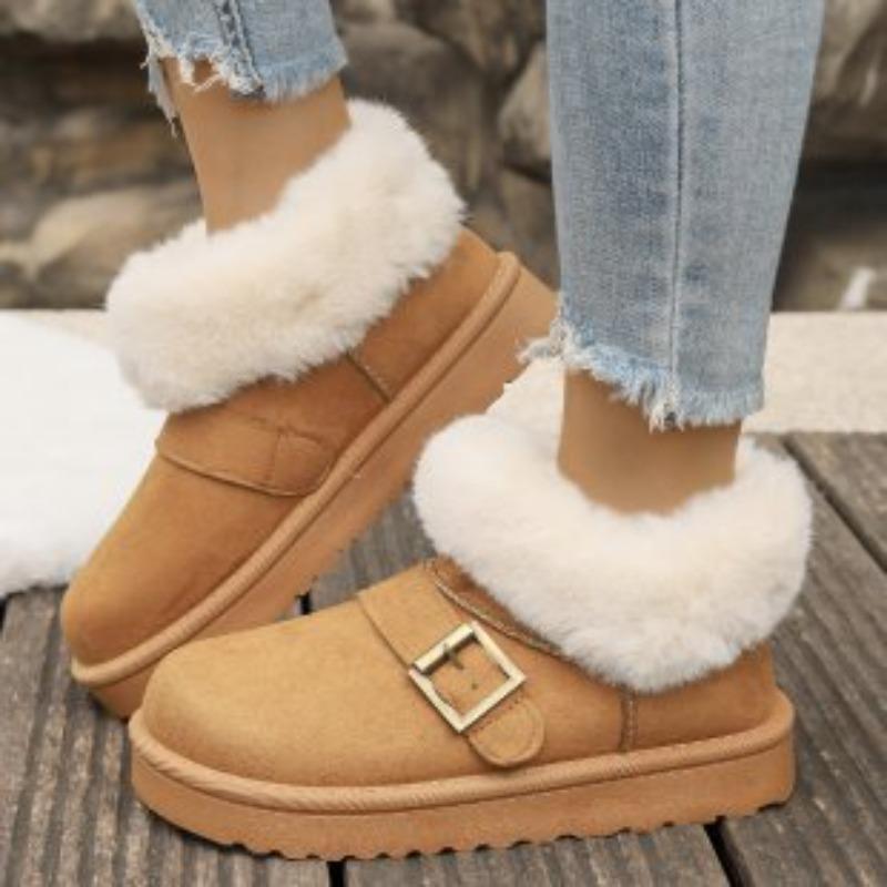 Women's Wide Width Platform Snow Boots, Slip-On Plush Lined Winter Booties, Wholesale Warm Ankle Boots for Women