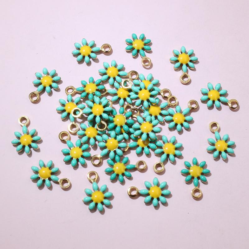 20pcs 10x7mm Small Flower Charms Pendant Enamel Stainless Steel DIY Jewelry Making Accessories Findings for Necklace Earrings