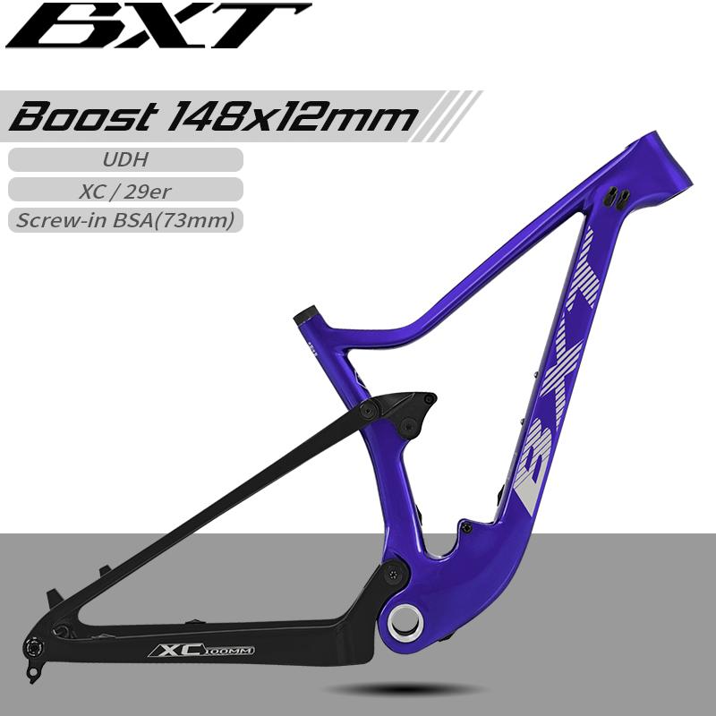 BXT 29er Full Suspension Frame Boost 148*12mm Carbon Bicycle Frame use UDH Hanger XC Cross Country Carbon Frame