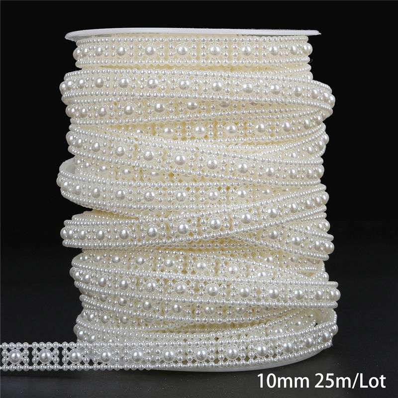 Multi-Size ABS Imitation Pearl Beads Chain Trim for DIY Wedding Dress Costume Applique Craft Accessories