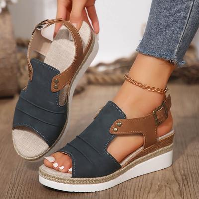 Holiday Wedge Sandals Women Open Toe Slingback Sandal Vacation Bohemian Shoes Streetwear Comfy Shoe Daily Fit Sandalias De Mujer
