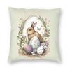 Spring Easter Bunny Eggs Square Pillow Covers Polyester Home Cushion Case Cute Decorative Pillow Cover 40*40