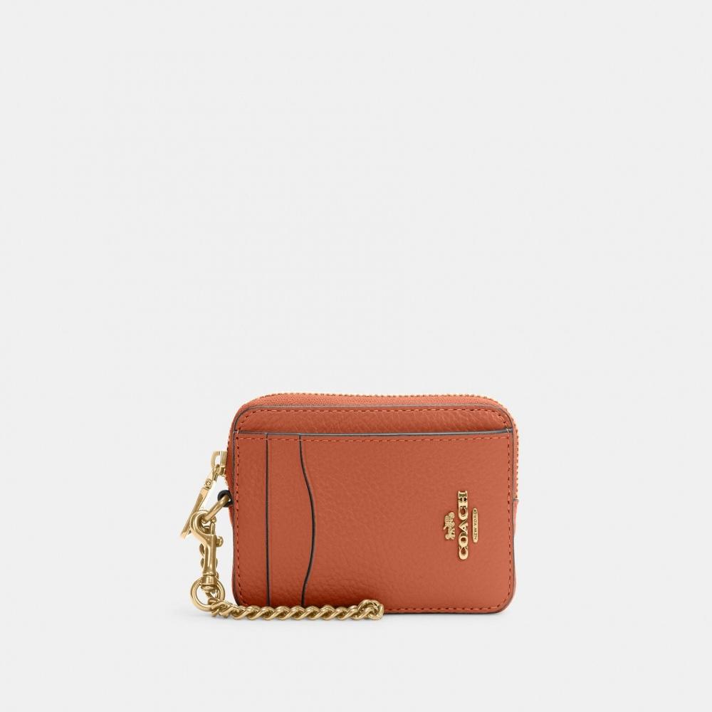 Coach Reißverschluss-Kartenetui Gold Schwarz