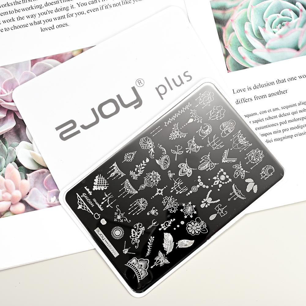 Destičky na ražení nehtů Zimní linky svetru s pruhovaným vzorem Šablony na nehty DIY geometrický kostkovaný design nehtová deska Obrázek Decoratio